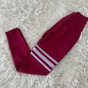 Red thigh high sock leggings